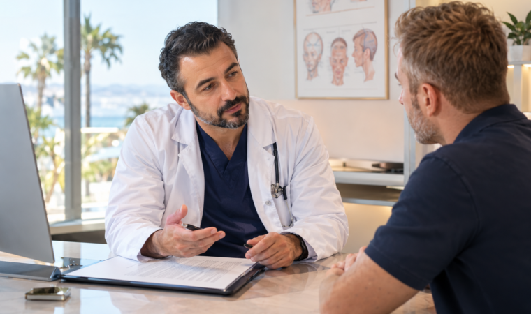 Zgoda świadoma pacjenta omawiana podczas konsultacji z lekarzem przed zabiegiem | Patient informed consent discussed during medical consultation in a modern clinic | Geïnformeerde toestemming van de patiënt besproken tijdens medisch consult | Informierte Einwilligung des Patienten vor dem Eingriff im Beratungsgespräch | Informovaný souhlas pacienta probíraný před zákrokem při konzultaci | Информированное добровольное согласие пациента перед операцией